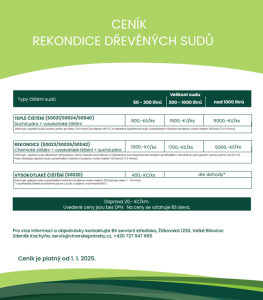 Cenník Rekondície sudov