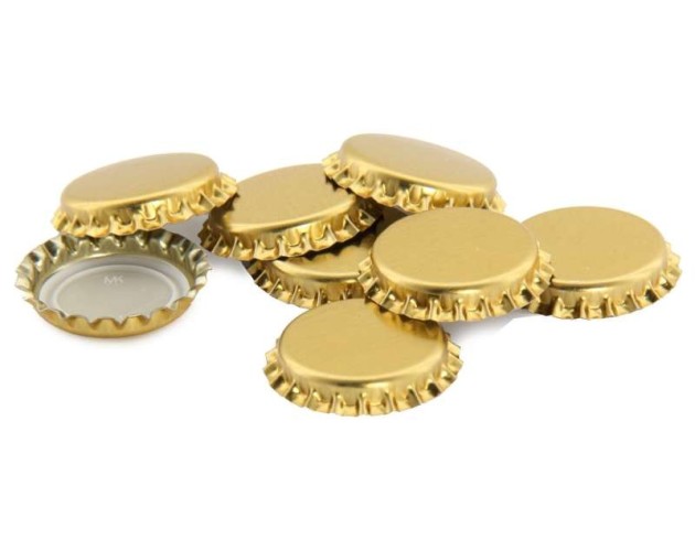 Zátka korunková SEKTOVÁ 29mm zlatá 100ks