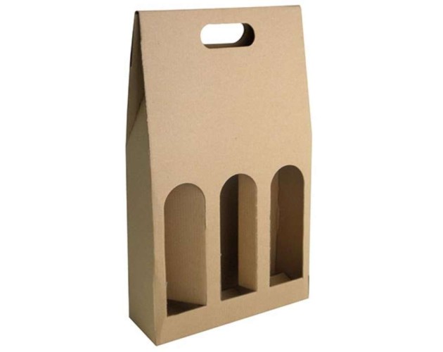 Kartón na 3 fľaše hnedý bez potlače